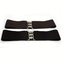 Wide Elastic Waistband Belt Metal Buckle for Women