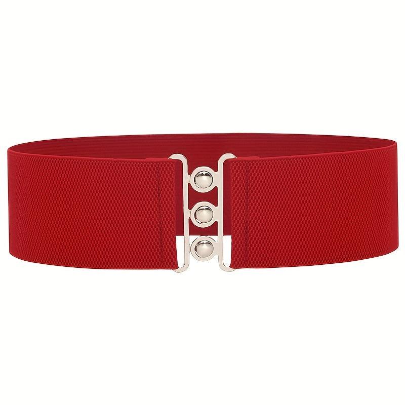 Wide Elastic Waistband Belt Metal Buckle for Women