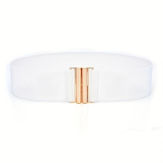 Elastic Wide Belts Golden Buckle Casual Waistband Dress Coat Girdle