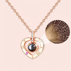 I Love You 100 Languages Projection Necklace Romantic Pendant Jewelry