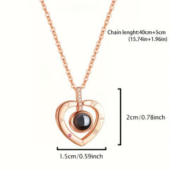I Love You 100 Languages Projection Necklace Romantic Pendant Jewelry