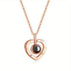 I Love You 100 Languages Projection Necklace Romantic Pendant Jewelry