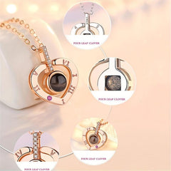 I Love You 100 Languages Projection Necklace Romantic Pendant Jewelry