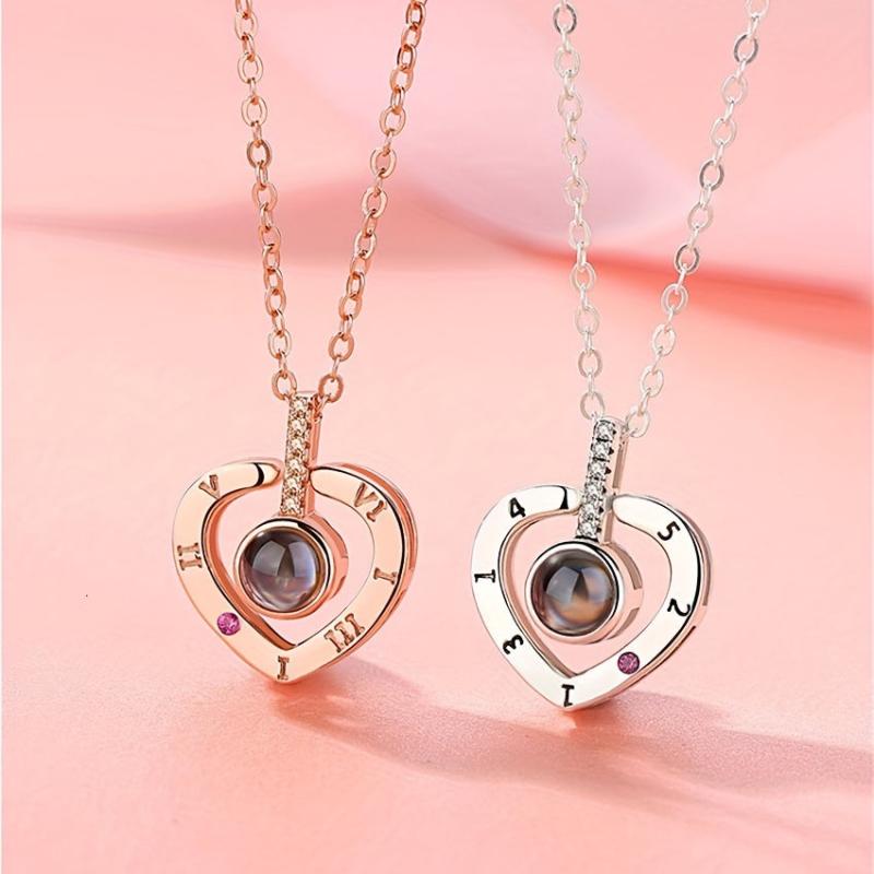I Love You 100 Languages Projection Necklace Romantic Pendant Jewelry