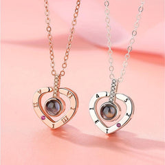 I Love You 100 Languages Projection Necklace Romantic Pendant Jewelry