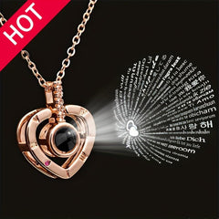 I Love You 100 Languages Projection Necklace Romantic Pendant Jewelry