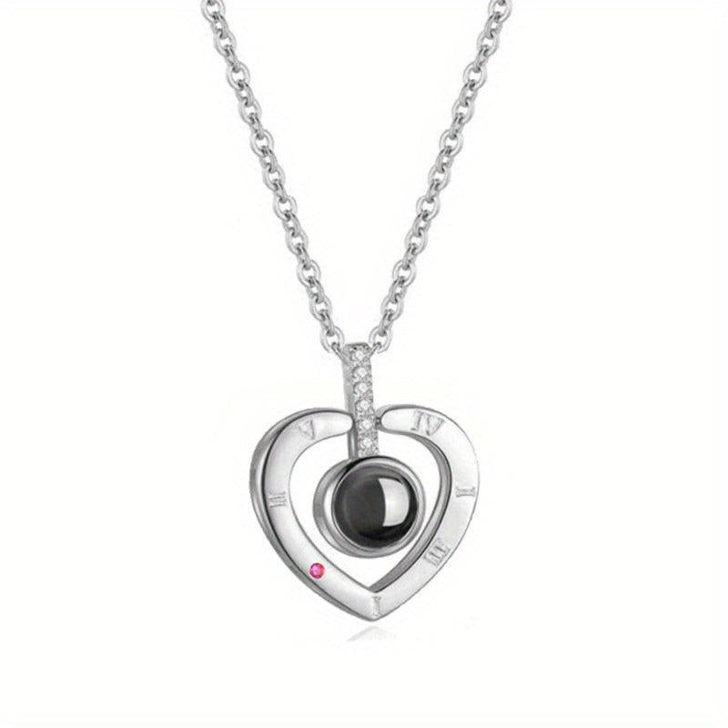 I Love You 100 Languages Projection Necklace Romantic Pendant Jewelry