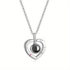 I Love You 100 Languages Projection Necklace Romantic Pendant Jewelry