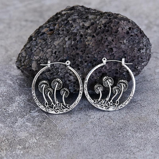 Bohemian Gothic Mushroom Hoop Earrings - Creative Gift For Women