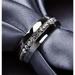 Stainless Steel Band Ring with Shining Zircon Inlay