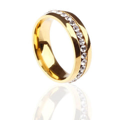 Stainless Steel Band Ring with Shining Zircon Inlay
