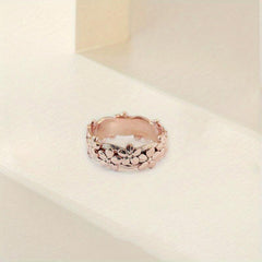 Dainty Flower Carved Band Ring for Daily Outfits and Parties