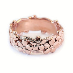 Dainty Flower Carved Band Ring for Daily Outfits and Parties