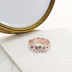 Dainty Flower Carved Band Ring for Daily Outfits and Parties