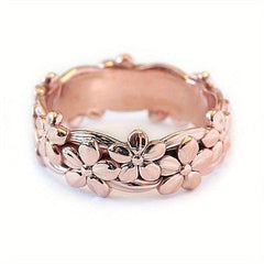 Dainty Flower Carved Band Ring for Daily Outfits and Parties