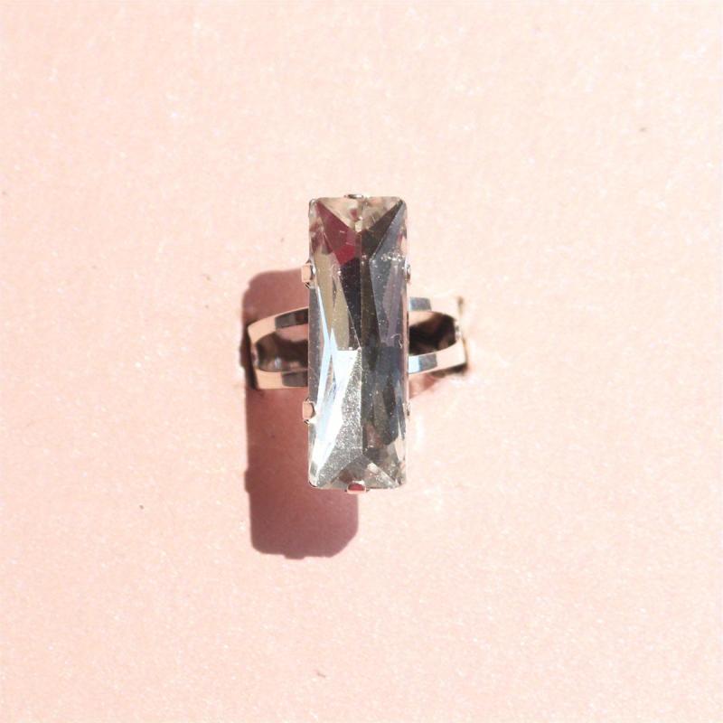 Silver Plated Rhinestone Engagement Wedding Ring for Her