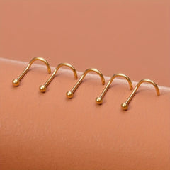 5Pcs 20G Screw Nose Stud Heart Moon Star Ball Stainless Steel Nostril Piercing