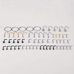 5Pcs 20G Screw Nose Stud Heart Moon Star Ball Stainless Steel Nostril Piercing