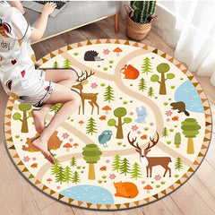 Cartoon Kids Game Round Area Rug Non Slip Washable Soft Circle Rug