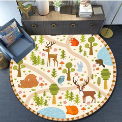 Cartoon Kids Game Round Area Rug Non Slip Washable Soft Circle Rug