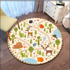 Cartoon Kids Game Round Area Rug Non Slip Washable Soft Circle Rug