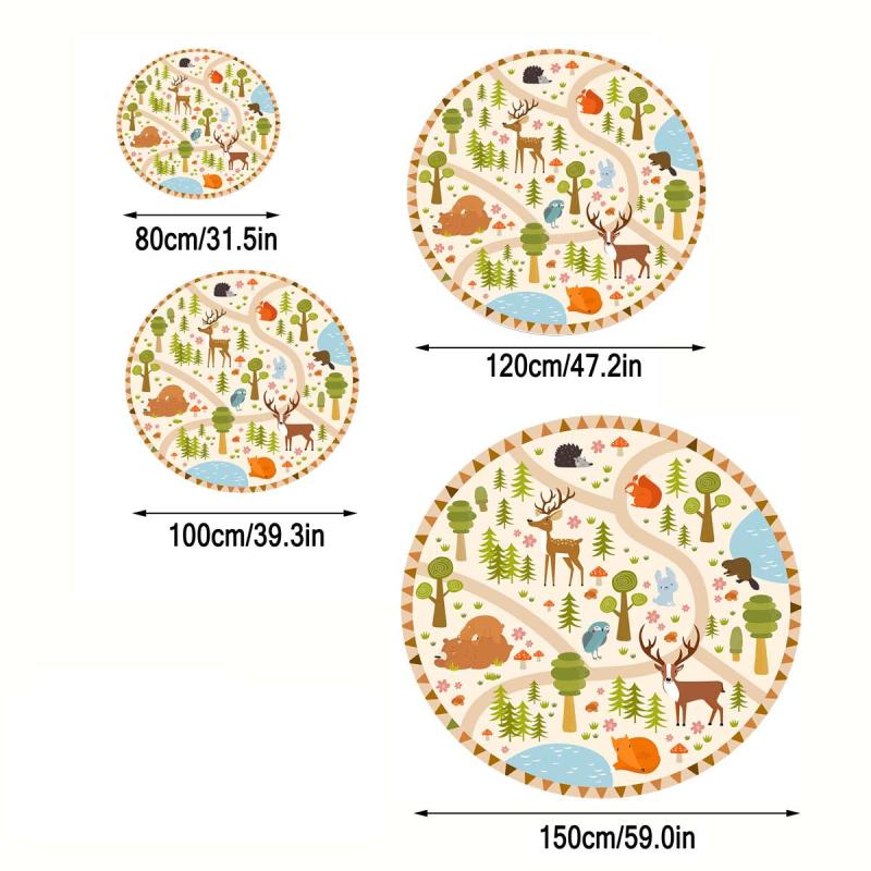 Cartoon Kids Game Round Area Rug Non Slip Washable Soft Circle Rug