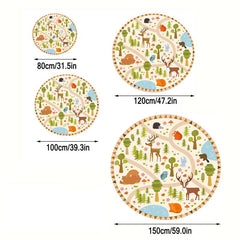 Cartoon Kids Game Round Area Rug Non Slip Washable Soft Circle Rug