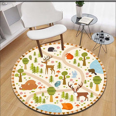 Cartoon Kids Game Round Area Rug Non Slip Washable Soft Circle Rug