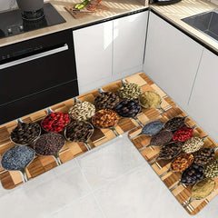 Spice Print Anti-Slip Kitchen Mat Polyester Carpet