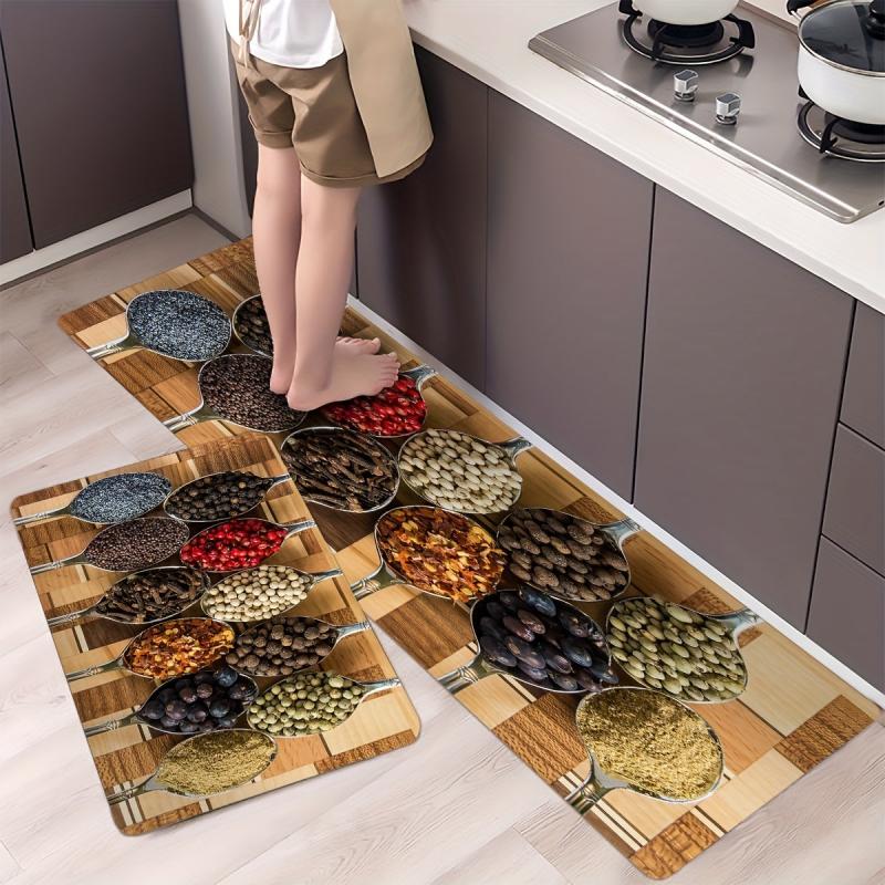 Spice Print Anti-Slip Kitchen Mat Polyester Carpet