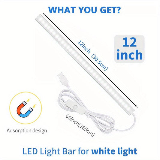 LED Thin With Switch Desk Lamp Magnetic USB Plug under Cabinet Light