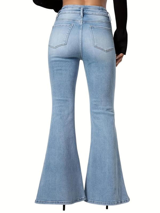 High Stretch Distressed Bell Bottom Jeans Women's Denim Jeans