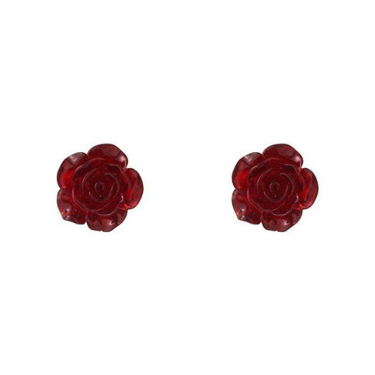 Silver Plated Rose Stud Earrings for Women Girls