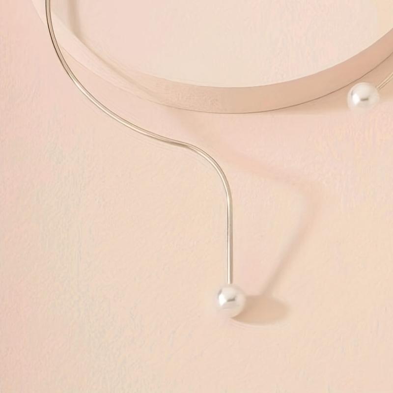 Faux Pearl Cuff Choker Clavicle Chain Necklace Jewelry