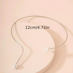 Faux Pearl Cuff Choker Clavicle Chain Necklace Jewelry