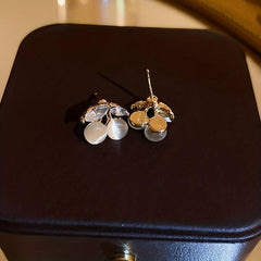 Cherry Stud Earrings Moon Stone Inlaid Lightweight Alloy Jewelry Style