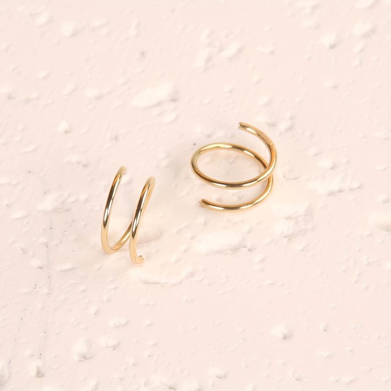 Double Round Twisted Zinc Alloy Stud Earrings Women Golden & Silver