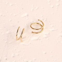 Double Round Twisted Zinc Alloy Stud Earrings Women Golden & Silver