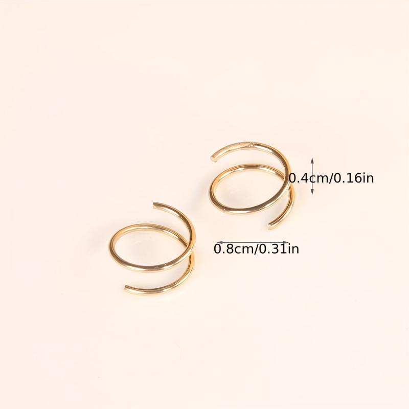 Double Round Twisted Zinc Alloy Stud Earrings Women Golden & Silver