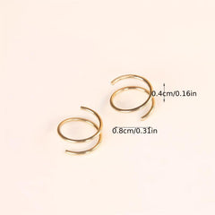 Double Round Twisted Zinc Alloy Stud Earrings Women Golden & Silver