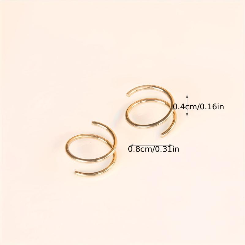 Double Round Twisted Zinc Alloy Stud Earrings Women Golden & Silver