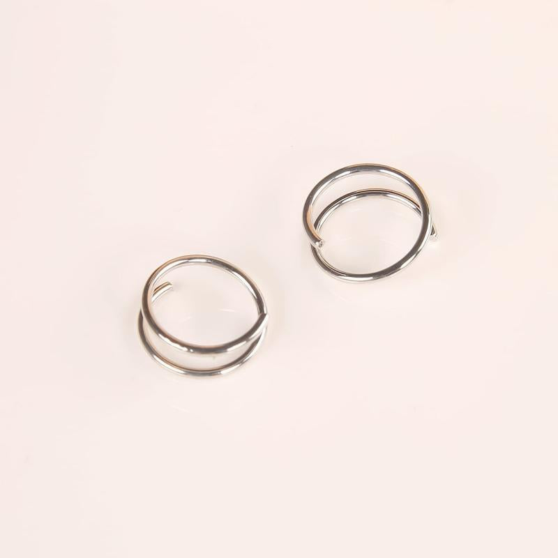 Double Round Twisted Zinc Alloy Stud Earrings Women Golden & Silver