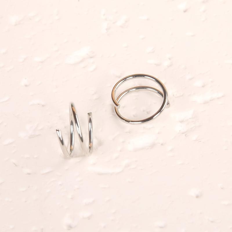 Double Round Twisted Zinc Alloy Stud Earrings Women Golden & Silver