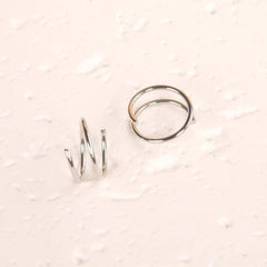 Double Round Twisted Zinc Alloy Stud Earrings Women Golden & Silver