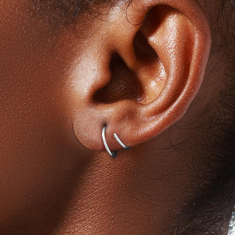 Double Round Twisted Zinc Alloy Stud Earrings Women Golden & Silver