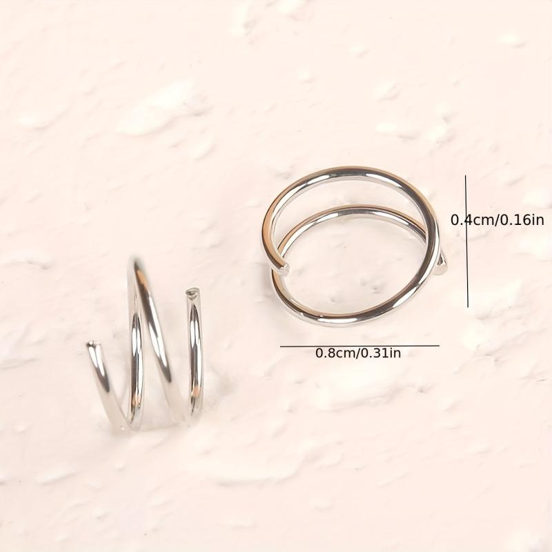 Double Round Twisted Zinc Alloy Stud Earrings Women Golden & Silver