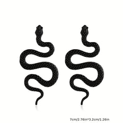 Snake Shaped Stud Earrings Gothic Style Alloy Jewelry