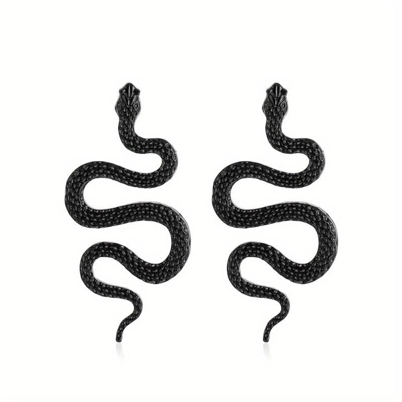 Snake Shaped Stud Earrings Gothic Style Alloy Jewelry