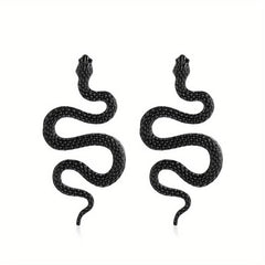 Snake Shaped Stud Earrings Gothic Style Alloy Jewelry