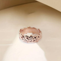 Carved Flower Band Ring for Women - Sweet Birthday Gift - Sizes Available